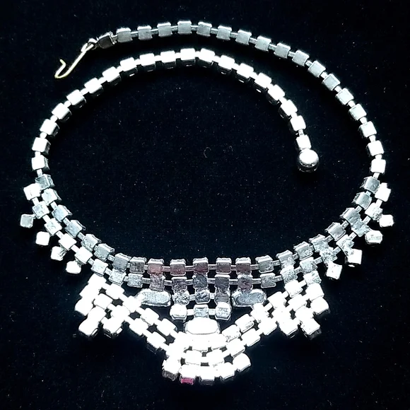 Vintage Mid Century 1950s Glamorous Rhinestone Choker Necklace - Picture 9 of 13